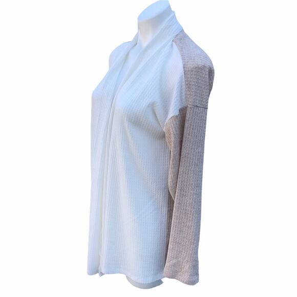 NWT Bobeau color block open drape front lightweight cardigan size medium - Picture 3 of 7